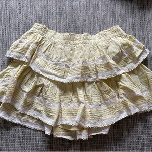 LoveShackFancy Ruffle Mini Skirt in
Gilded Yellow